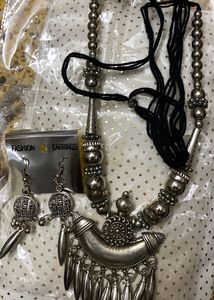 Oxidized Silver Necklace &amp; Earring Set