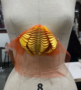Unique 3D Printed Orange Tulle Bracelet