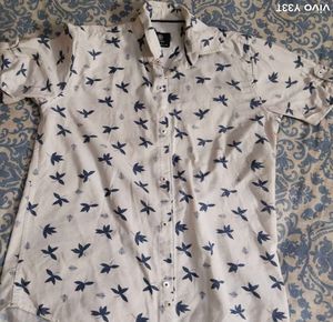 Men's Leaf Print Button-Up Shirt