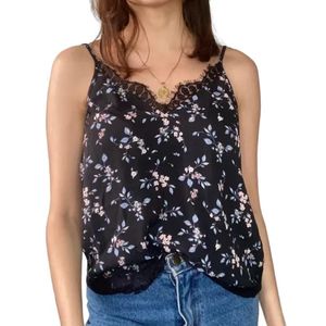 Floral Cami Top with Lace Trim