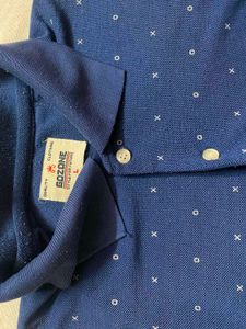 Men's Blue Patterned Polo Shirt