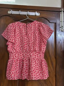 Pink Floral Peplum Top