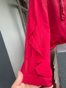 Elegant Red Blouse with Embellishment