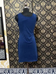 Elegant Navy Blue Textured Dress