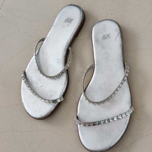 Sparkling Silver Flat Sandals