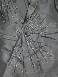 Embroidered Black Shawl Collar Blazer