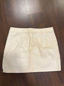 Cream Denim Mini Skirt