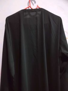 Elegant Black Lace Trim Abaya