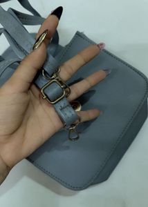 Charles &amp; Keith Grey Handbag with Gold Chain