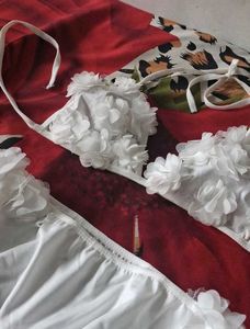 White Floral Bikini Set