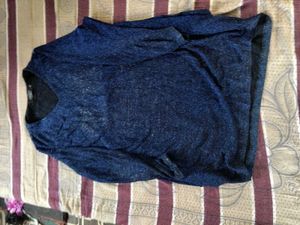Sparkly Blue V-Neck Top