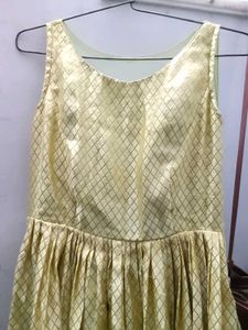 Elegant Gold Brocade Ethnic Gown