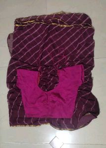 Elegant Purple Striped Saree