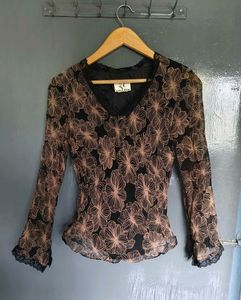 Sheer Floral Long Sleeve Top