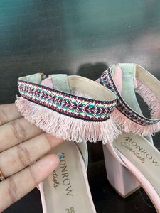 Monrow Blush Pink Block Heels with Zip-up Back