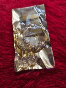 💖 Gold Crystal Drop Hoop - Designer Party Earring