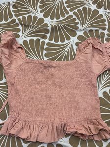 Smocked Puff Sleeve Crop Top