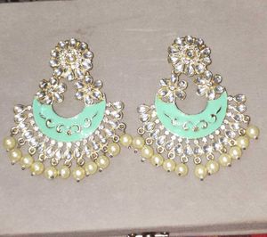 Beautiful Mint Green Chandbali Earrings