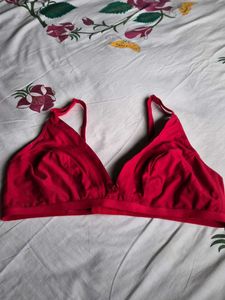 Clovia Vibrant Red Cotton Plunge Bra