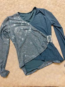 Sparkly Sequin Wrap Top