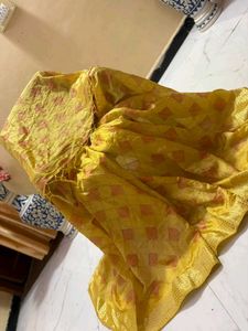 Beautiful Yellow saree with Tassels
