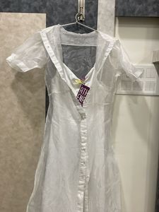 Chic White Sheer Button-Up Dress