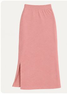 Pink Side-Slit Midi Skirt
