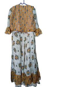 Ethnic Floral Print Maxi Dress with Jacket
