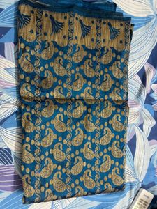 Blue Paisley Print Saree