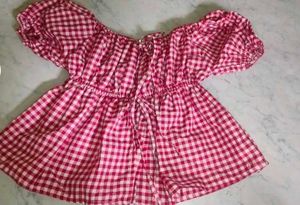 Red Gingham Tie-Front Top