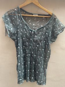 Sheer Floral Print V-Neck Top