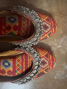 Embroidered Juttis with Mirror Work