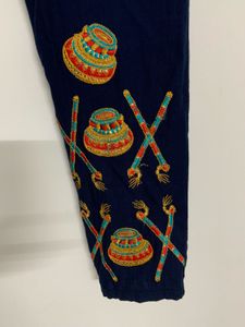 Embroidered Navy Blue Ethnic Pant
