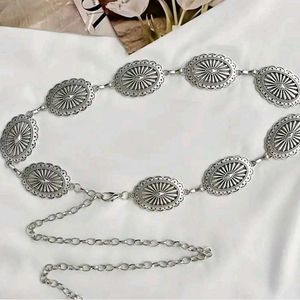 silver pattern waist belt☆
