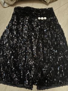 Girls Black Sequin Party Wear Dress with Golden Sh