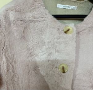 Pink Faux Fur Cropped Jacket
