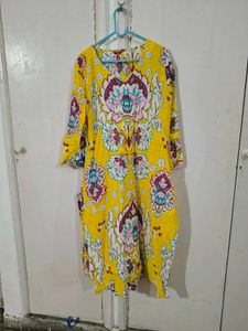 W Vibrant Yellow Floral Kurta