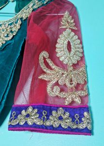 Embroidered Teal &amp; Pink Lehenga Choli Set