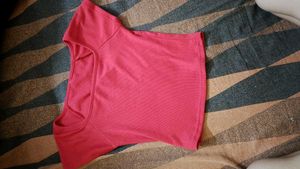 Women's Red Square Neck Crop Top