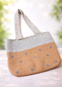 Elegant Handcrafted Crochet Tote Bag | Neutral Two