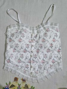 Floral Lace Trim Cami Top
