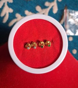 Gold Stud Earrings with Stones