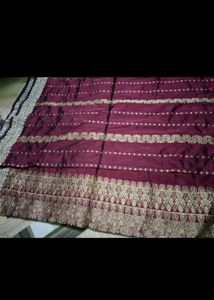 Exquisite Maroon Silk Saree with Gold Zari