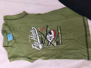 Boys Green Helicopter Tank Top &amp; Black Shorts Set