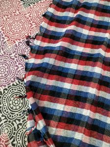 Unisex Plaid Scarf with Fringes