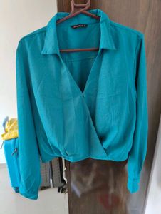 5 Teal V-Neck Wrap Tops
