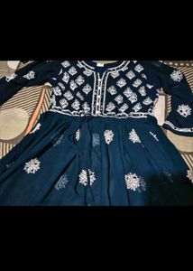 Elegant Navy Blue Embroidered Kurta