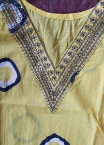 Yellow Kurta with Abstract Print
