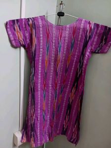 Purple Patterned Kurti With Pajama And Dupatta