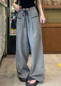 ᝰ.ᐟGingham drawstring Wide-Leg Pants 🥢